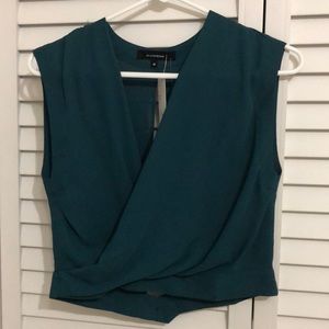 dark green open blouse